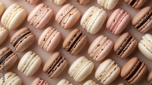 Wallpaper Mural macarons in an orderly pattern on a clean, flat surface, showing a variety of colors generative ai Torontodigital.ca