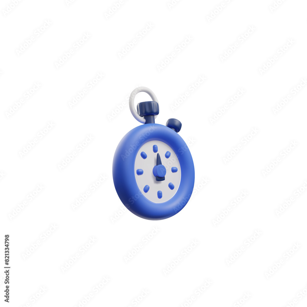 3D vector blue stopwatch icon on isolated background. 3D vector blue stopwatch icon on isolated background.