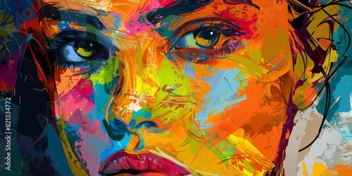 Colorful abstract portrait of a woman.