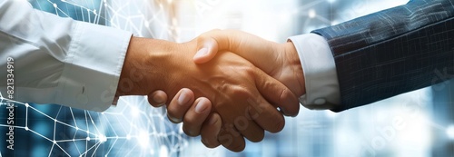 Two People Shaking Hands in Front of a Server Server