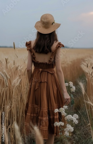 Woman Standing in Wheat Field