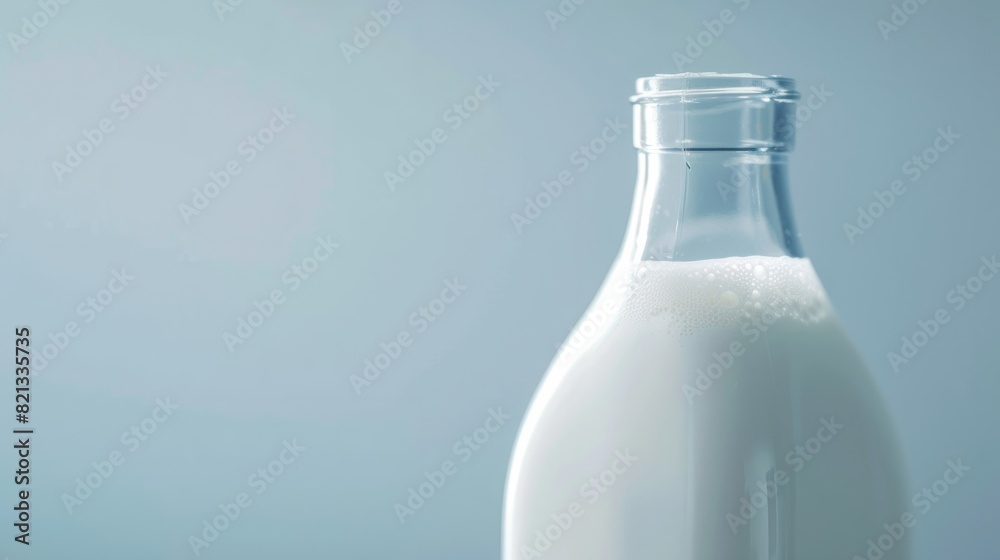 zoom capturing the details of the glass bottle of fresh milk, showing its transparency and the purity of the liquid inside generative ai zoom capturing the details of the glass bottle of fresh milk, showing its transparency and the purity of the liquid inside generative ai