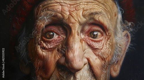 Close-up portrait of an old man's face for artwork or design