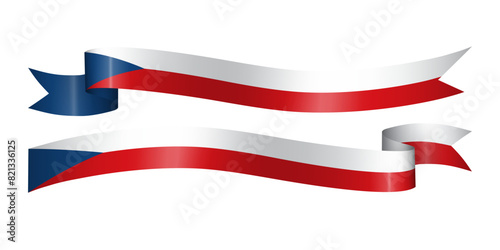 Set of flag ribbon with colors of Czech Republic independence day celebration decoration