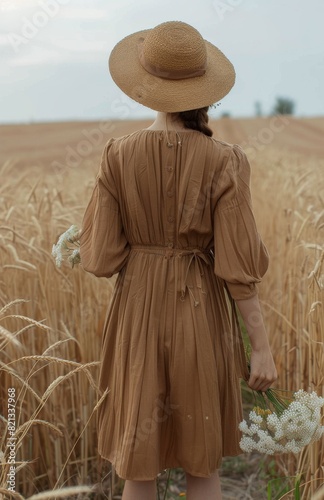 Woman Standing in Wheat Field