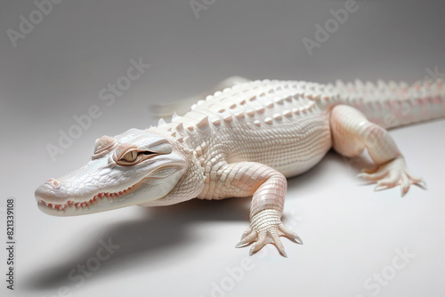 albino crocodile common alligator on gray background Wild animals Conservation of rare species Crocodylus Nature poster design