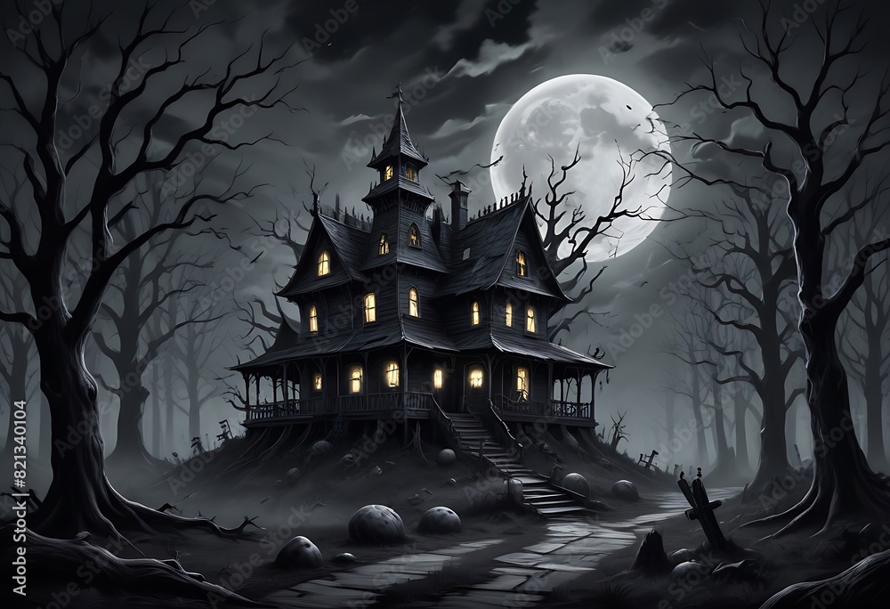 halloween background with castle