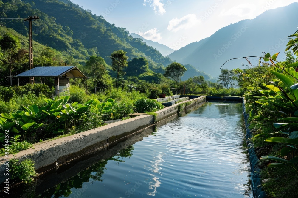 Sustainable technologies for water purification concept , Ai generated Sustainable technologies for water purification concept , Ai generated