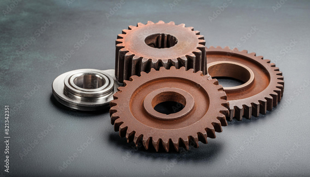 A close-up view of interlocking rusty metal gears on a dark background, symbolizing complex A close-up view of interlocking rusty metal gears on a dark background, symbolizing complex