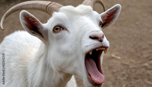 A Goat With Its Mouth Open Chewing Cud Upscaled 3