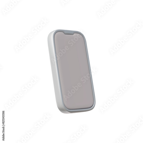 Mobile smartphone with white empty screen 3D vector, render volume mobile phone display mockup isometric gadget device