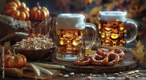 Two Mugs of Beer on Table