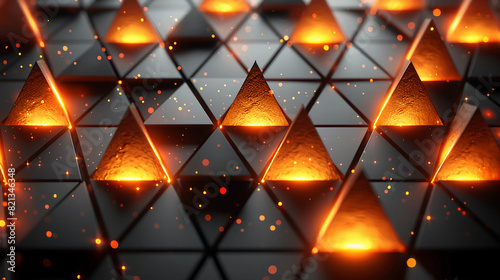 A black and orange background with a pattern of triangles photo
