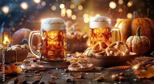 Two Mugs of Beer on Table