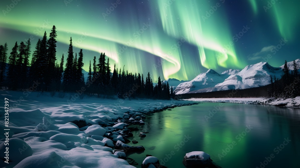 Be captivated by the Northern Lights' mesmerizing allure. Vibrant celestial colors dance across the night sky,