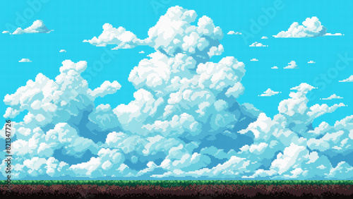 pixel art game level background, 8 bit, landscape, arcade video game