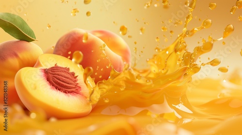 Isolated Photorealistic Peach Juice Splash