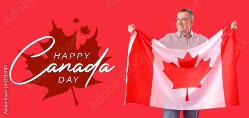 Happy mature man with Canad...