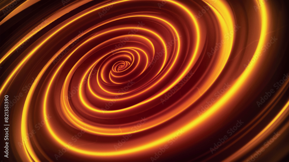 Fototapeta premium Abstract blurred circle background. Whirlpool. Liquid vortex. Radial abstract winding golden tunnel background. The magic of a digital tunnel of a spiral vortex whirlpool. 3D vector