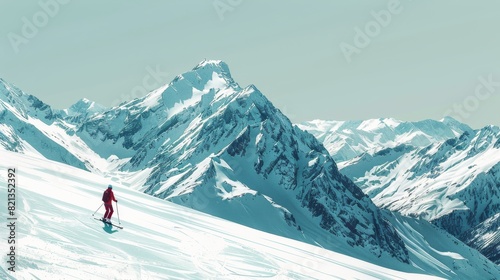 Man Skiing Down Snowy Slope