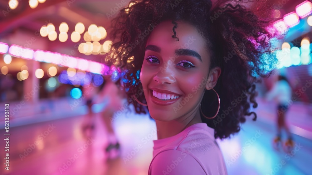 A woman with curly hair is smiling A woman with curly hair is smiling