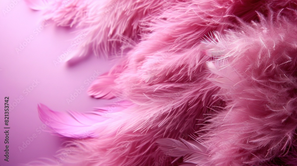   Pink feathers on purple background with white spot in center