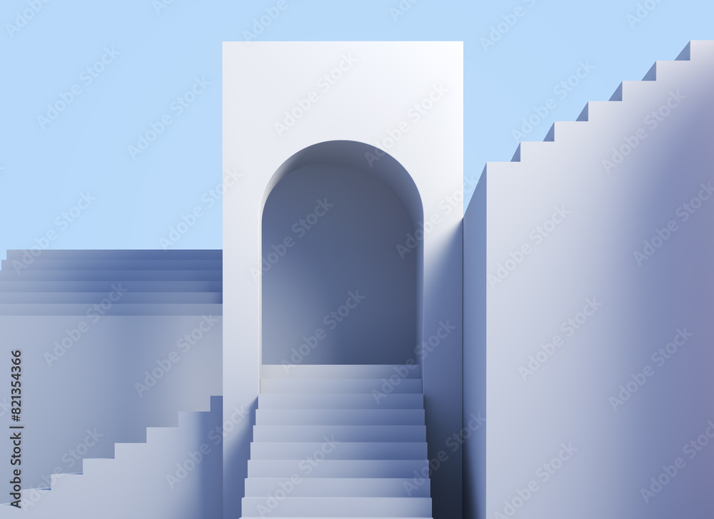 Minimal abstract scene with stairways and arch. 3d background. Minimal abstract scene with stairways and arch. 3d background.