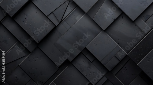 Black geometric shapes. Abstract background. 3D rendering.