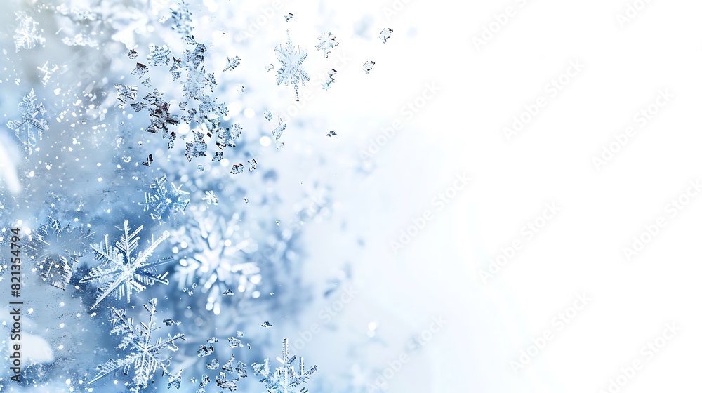 Blue and white snowflakes on a white background. Blue and white snowflakes on a white background.