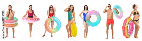Set of people with inflatab...