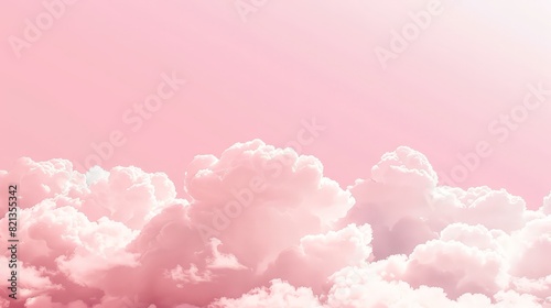 Fototapeta Naklejka Na Ścianę i Meble -  A pink sky with fluffy clouds
