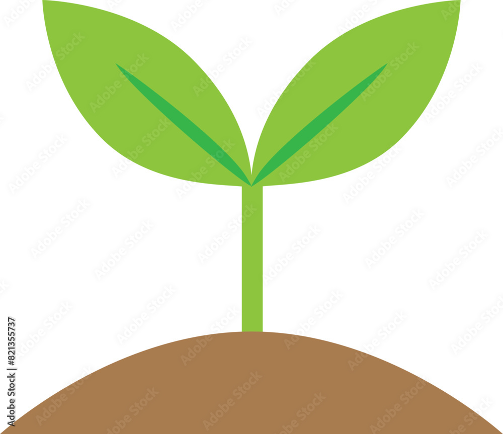 Young leaf plant sprouts growth on the ground icon. Young leaf plant sprouts growth on the ground icon.