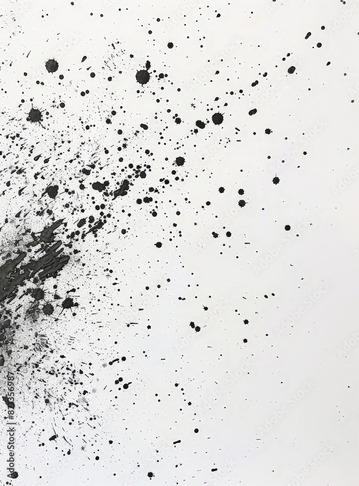 Obraz premium A black and white photo of a white background with black paint splatters
