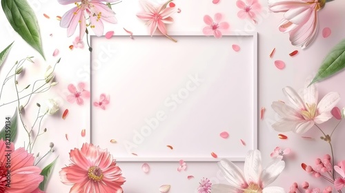 Pink Floral Frame with Petals photo