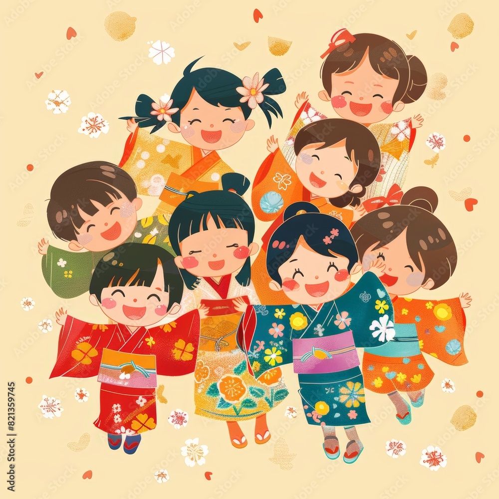 A group of children are smiling and hugging each other A group of children are smiling and hugging each other