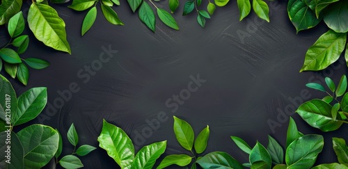 Group of Green Leaves on Dark Background