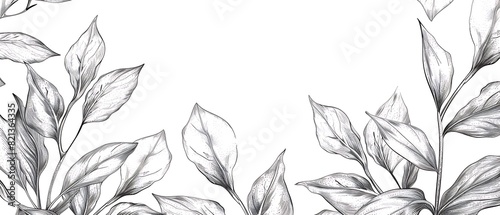 Tranquil Hand-Drawn Floral Leaf Aesthetic Background Illustration