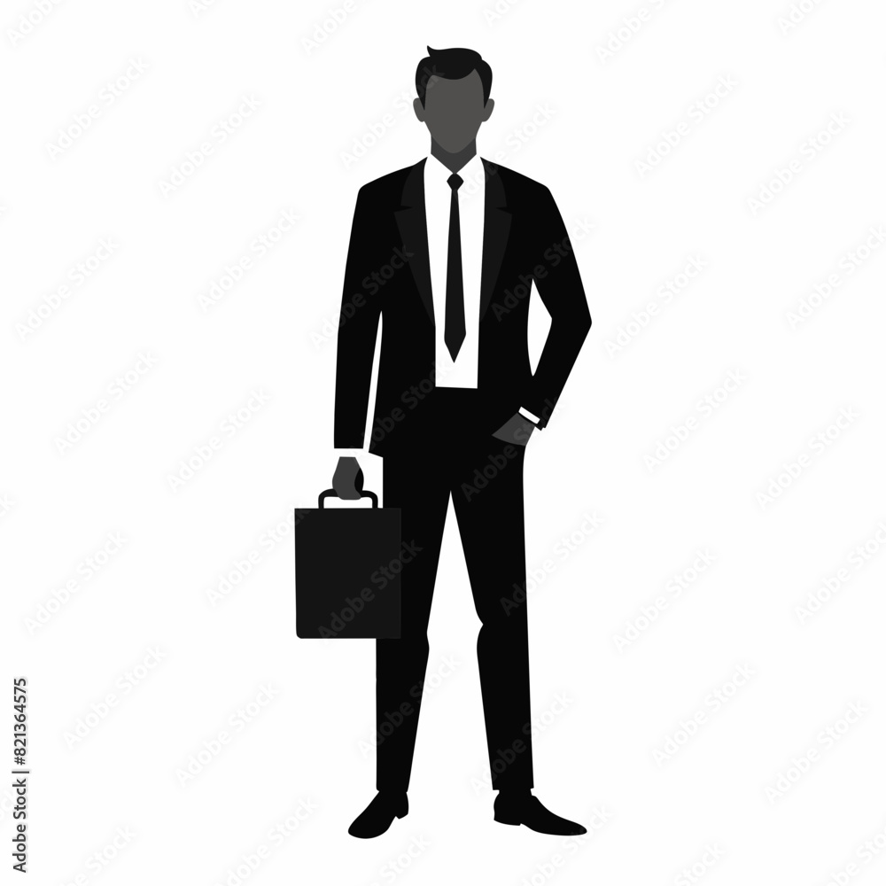 A business man standing with a briefcase vector silhouette A business man standing with a briefcase vector silhouette