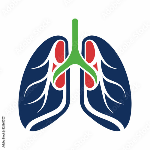 Minimalistic lungs logo vector silhouette 