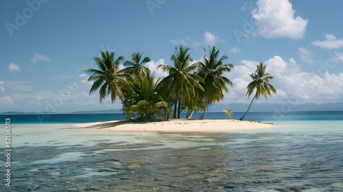 Beach on an uninhabited island (Fiji) with Palm Trees © Alon