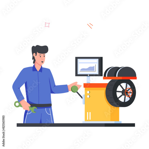 Set of Vehicle Service Flat Illustrations 

