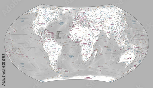 Spanish language political world map outline Wagner VII projection