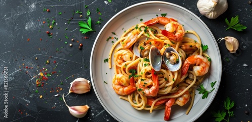 Plate of Pasta With Shrimp and Clams
