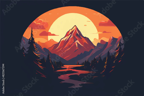 Mountain Landscape. Vector Illustration Background. Nature Landscape. 