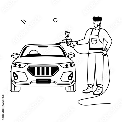 Handy Pack of Car Mechanics Flat Illustrations 

