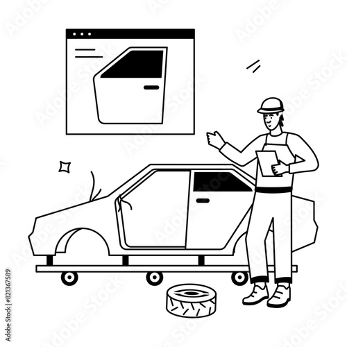 Collection of Car Service Flat Illustrations 

