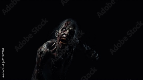 Zombie. Bloody Evil Zombie. Horror Movie Concept. Zombie Halloween concept with copy space. 3d illustration. Horror. Scary Zombie. monster.