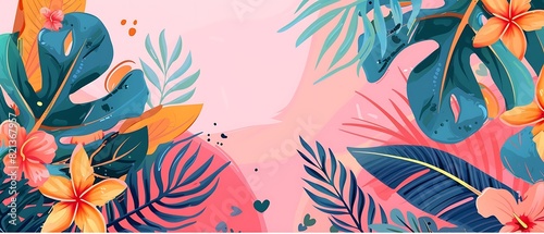 Botanical Bliss - Hand Drawn Floral and Leaf Aesthetic Background Illustration © abangaboy