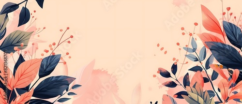 Serene Hand-Drawn Floral Leaf Aesthetic Background Illustration