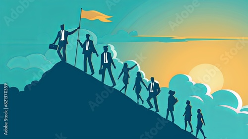 Leadership-themed visuals often convey a sense of authority and trust, with leaders leading by example, empowering others, and driving organizational success through their vision and guidance photo